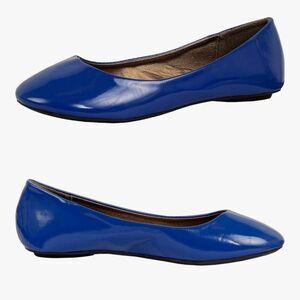 ☔️🔸️West Blvd Blue Rounded Closed Toe Patent Leather Ballet Flats Size 9